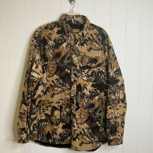Remington Mens Large Fleece Lined Hunting Jacket Green Mossy Oak Print Pockets